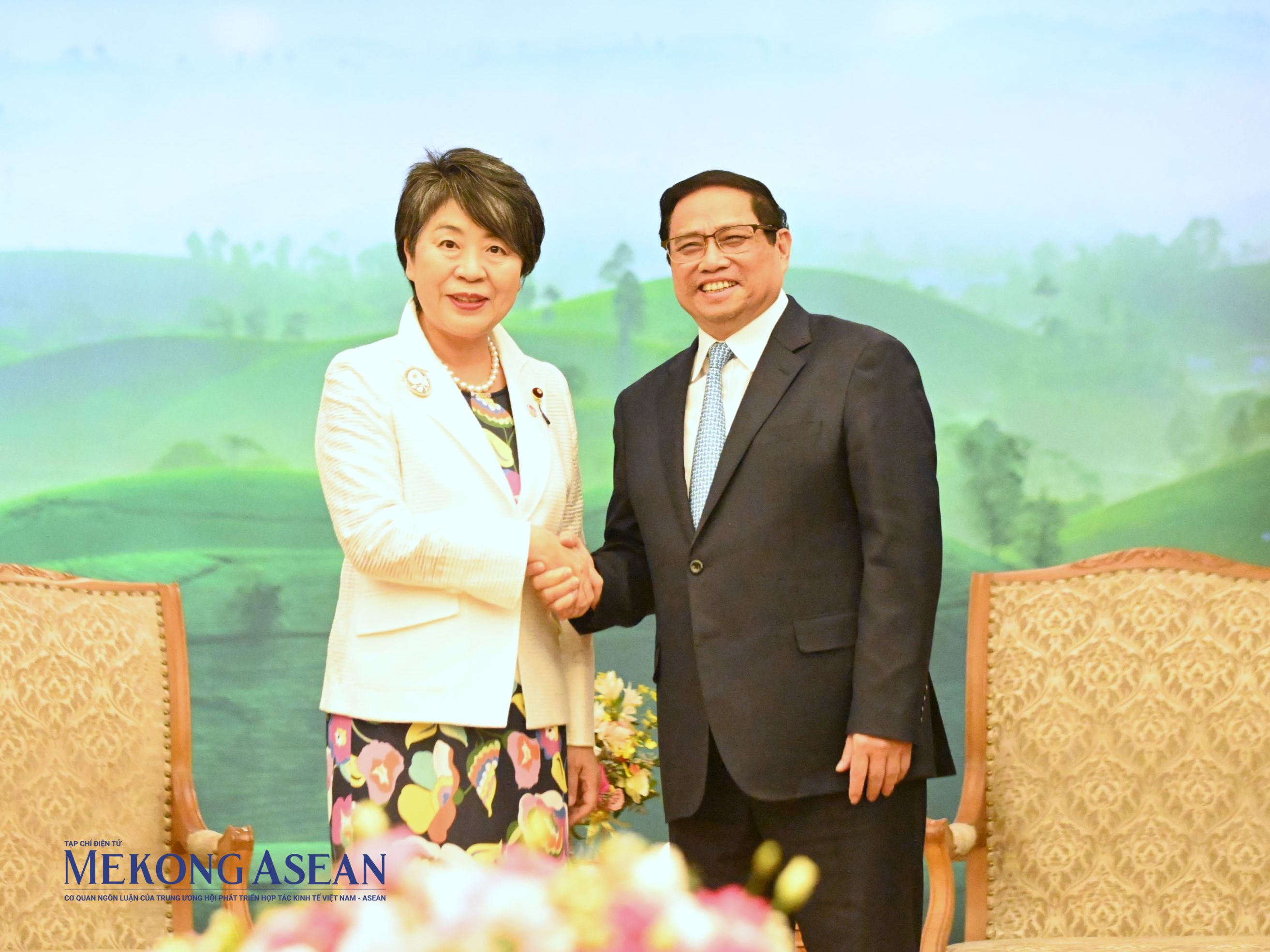 Thủ tướng Phạm Minh Chính tiếp Bộ trưởng Ngoại giao Nhật Bản Kamikawa Yoko. Ảnh: Đỗ Thảo