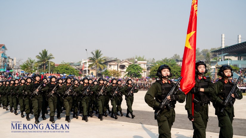 Hợp luyện diễu binh, diễu hành chào mừng 70 năm Chiến thắng Điện Biên Phủ. Ảnh: Mekong ASEAN.
