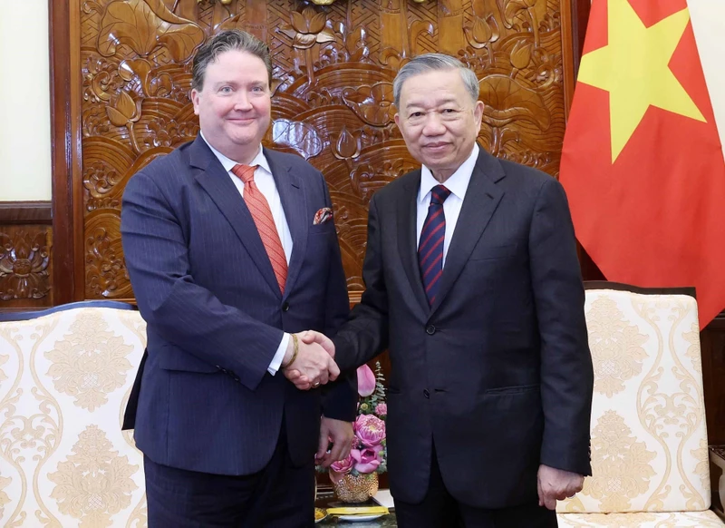 Chủ tịch nước Tô Lâm tiếp Đại sứ Hoa Kỳ tại Việt Nam Marc Knapper. Ảnh: TTXVN.
