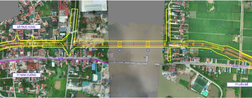 Vị trí xây dựng cầu Ninh Cường vượt sông Ninh Cơ, tỉnh Nam Định. Ảnh: VGP.