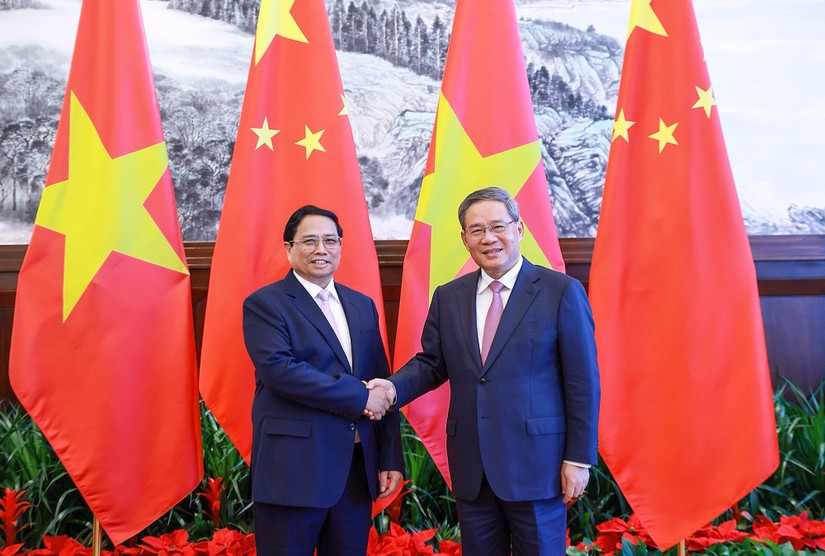 Thủ tướng Phạm Minh Chính và Thủ tướng Trung Quốc Lý Cường. Ảnh: VGP.