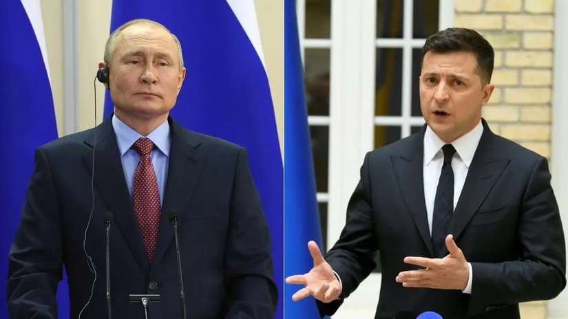 Tổng thống Nga Vladimir Putin và Tổng thống Ukraine Volodymyr Zelensky. Ảnh: AFP