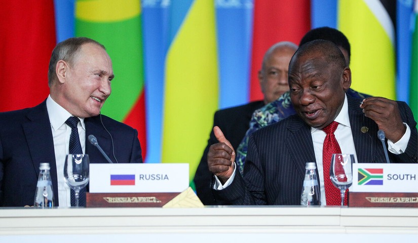 Tổng thống Nga Vladimir Putin và người đồng cấp Nam Phi Cyril Ramaphosa, năm 2019. Ảnh: Getty Images