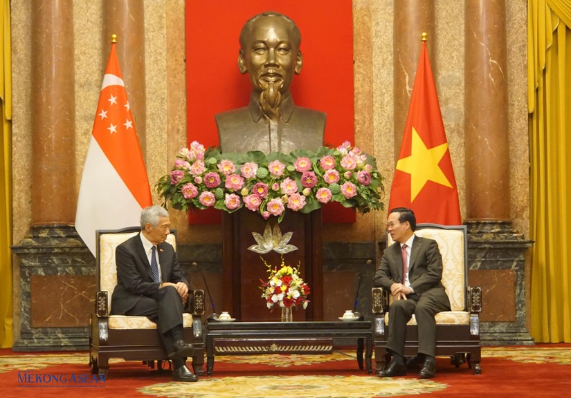 Chủ tịch nước Võ Văn Thưởng tiếp Thủ tướng Singapore Lý Hiển Long. Ảnh: Đỗ Thảo