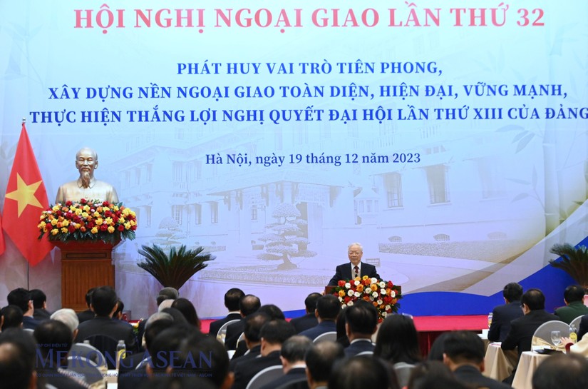 Tổng Bí thư Nguyễn Phú Trọng phát biểu tại Hội nghị Ngoại giao lần thứ 32, sáng 19/12. Ảnh: Đỗ Thảo - Mekong ASEAN