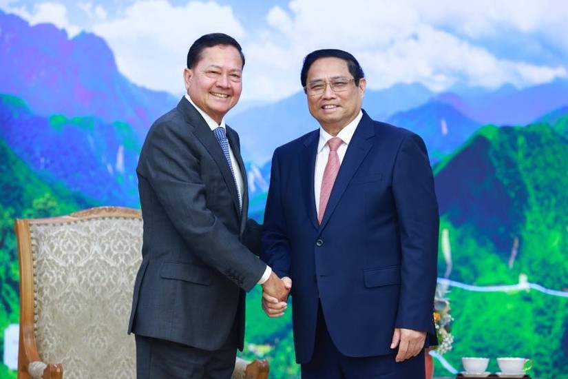 Thủ tướng Phạm Minh Chính tiếp Phó Thủ tướng Campuchia Neth Savoeun. Ảnh: VGP
