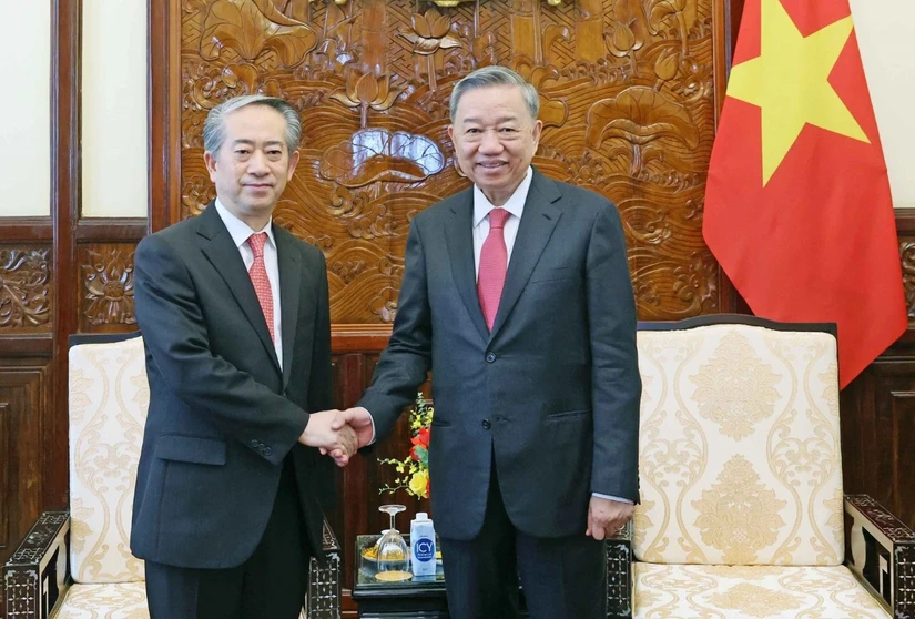 Chủ tịch nước Tô Lâm tiếp Đại sứ Trung Quốc Hùng Ba. Ảnh: TTXVN