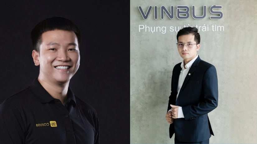 CEO Coin98 Finance Nguyễn Thế Vinh và VinBus Nguyễn Văn Thanh.