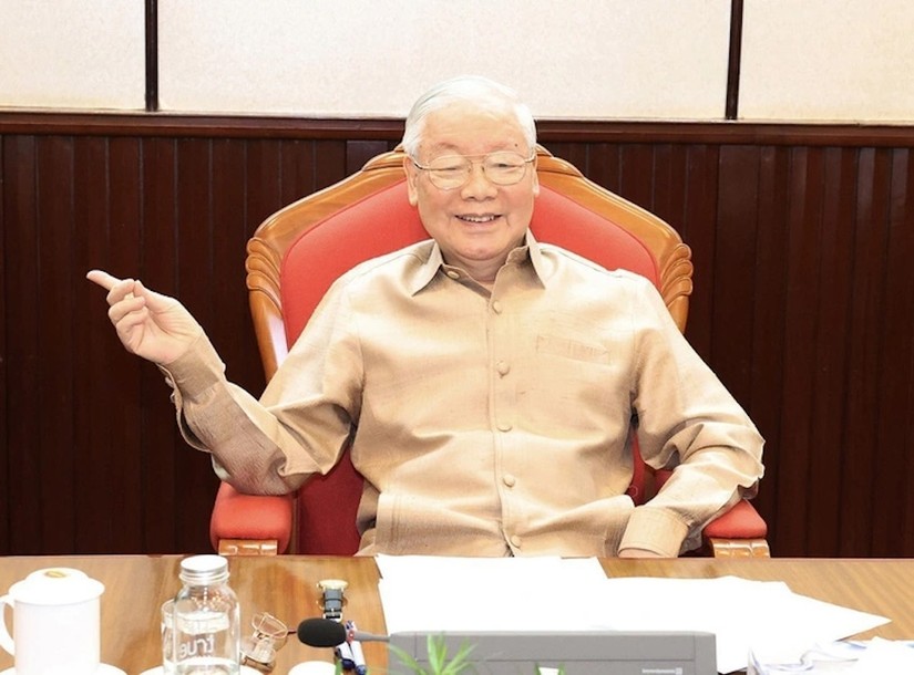 Tổng Bí thư Nguyễn Phú Trọng chủ trì cuộc họp. Ảnh: TTXVN