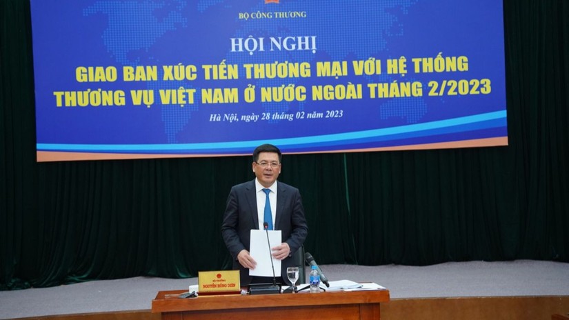 Bộ trưởng Bộ Công Thương Nguyễn Hồng Diên phát biểu tại hội nghị giao ban tháng 2/2023. Ảnh: Cấn Dũng