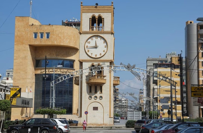 Tháp đồng hồ tại Jdeideh, Lebanon. Ảnh: Reuters