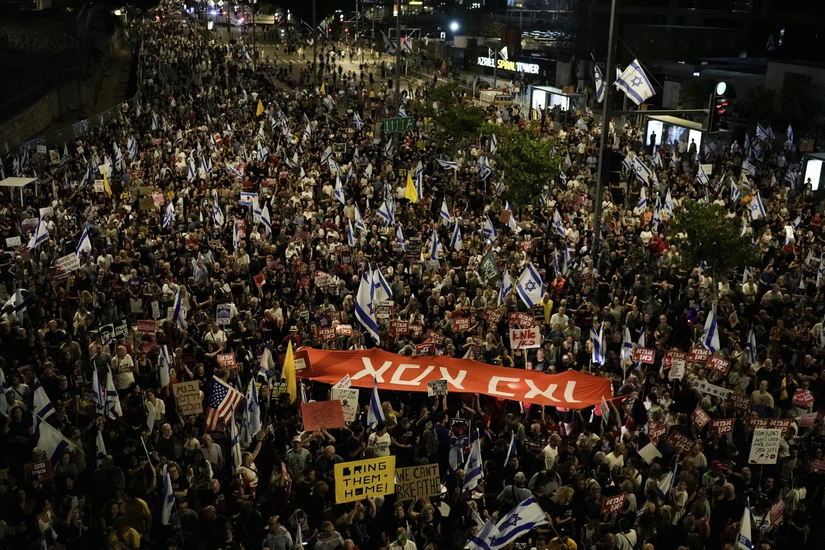 Người dân Israel biểu tình tại Tel Aviv ngày 14/5/2024 yêu cầu chính phủ nhanh chóng đạt thỏa thuận trao trả con tin. Ảnh: AP